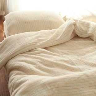 古堡花园推荐全棉床上四件套组合三层纱纯棉被套床单枕套圆圈条纹